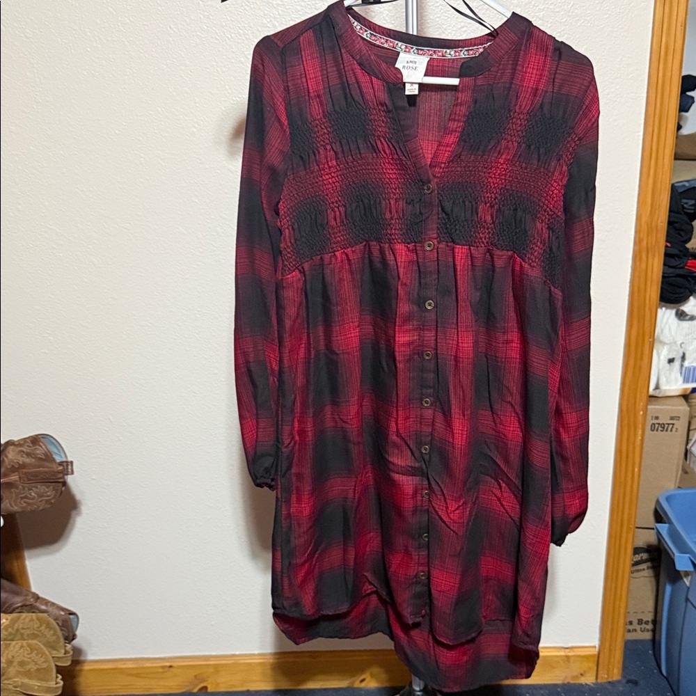 Knox Rose‎ Red and Black Plaid Dress